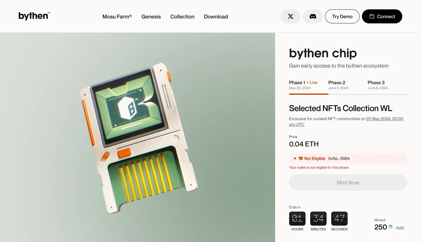 Ineligible wallet — a clear stop, not a dead click. The user knows the answer is no and why.